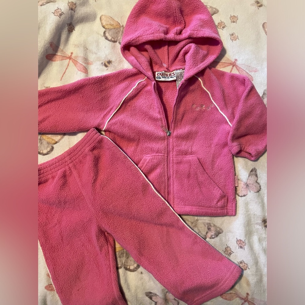 Vintage Carter’s Fleece Hoodie & Pants Set (Size 18M)